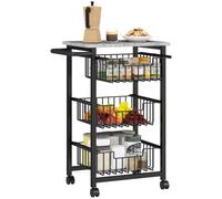 Chariot de rangement - HOMCOM - 4 niveaux - 3 paniers coulissants et plateau - 49,5x31x69cm - acier et MDF - gris clair et noir