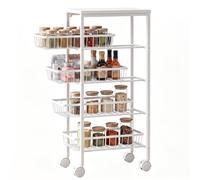 HOMCOM Chariot de Rangement à 4 Niveaux à roulettes 40 x 24 x 82 cm Blanc | Desserte avec Paniers Amovibles, Cadre en Métal, Chariot de Cuisine, Salle de Bain, Salon, Espace Étroit
