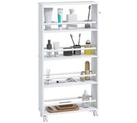 HOMCOM Chariot de Rangement à 4 Niveaux à roulettes 45 x 15 x 91 cm Blanc