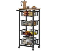 HOMCOM Chariot de Rangement à 5 Niveaux, 49,5x31x91cm Chêne Noir