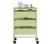 HOMCOM Chariot de Rangement de 4 Niveaux Chariot de Cuisine avec Roulettes 3 Paniers et Planche 40,8x33,5x60,5 cm Vert