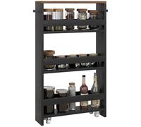 HOMCOM Chariot de Rangement desserte à roulettes avec 3 Niveaux de Rangement et poignée, dim. 51,5l x 13P x 80H cm, pour Cuisine Salle de Bain Bureau, Noir
