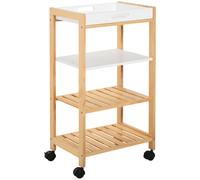 Chariot de service - HOMCOM - desserte cuisine roulettes 3 étagères plateau amovible rangement - bois pin MDF - blanc