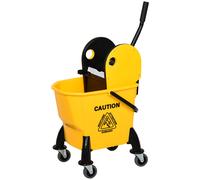 HOMCOM Chariot d'entretien avec seau, Accessoire de ménage 26L avec essoreur, sur roulette, jaune 60L x 27l x 71H cm