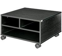HOMCOM, chariot mobile pour imprimante avec 2 étagères en bois, sur roulettes, idéal pour le bureau et le domicile, dimensions : 47 x 40 x 22,5 cm, couleur : noir