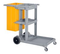 Homcom Chariot-Poubelle Chariot de Nettoyage Professionnel 3 Plateaux Sac Grande Résistance Fourni Jaune Gris aosom france
