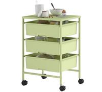 HOMCOM Chariot Rangement 3 étages sur Roues avec 3 paniers métal Jaune | Chariot de rangement en métal, chariot roulant, salon, cuisine