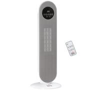 HOMCOM Chauffage colonne soufflant oscillant 1300/2000 W avec télécommande incluse - radiateur d'appoint blanc - 21 x 21 x 63,5 cm