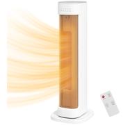 HOMCOM Chauffage d'appoint céramique PTC, radiateur électrique 2000 W avec thermostat réglable, minuterie, 21x19,7x61cm, blanc