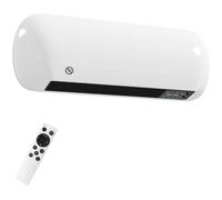 HOMCOM Chauffage mural en céramique 1000/2000W, radiateur électrique, ventilateur, thermostat, minuterie, 50x19x14cm, blanc
