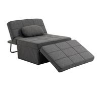 HOMCOM Chauffeuse 1 place 4-en-1 inclinable 5 niveaux, repose-pied rabattable, 200 kg, gris
