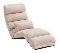 HOMCOM Chauffeuse 1 place fauteuil convertible avec dossier et appui-tête réglables sur 5 positions, 58x119x78cm, beige