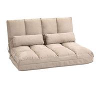 Chauffeuse - matelas d'appoint pliant - fauteuil convertible - inclinaison dossier réglable 14 positions - 2 coussins inclus - polyester aspect suédé beige Beige G