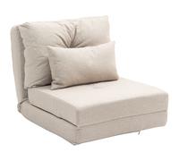 HOMCOM Chauffeuse canapé-lit convertible fauteuil 1 place avec 1 coussin avec dossier réglable, beige