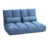 HOMCOM Chauffeuse matelas d'appoint pliant convertible - inclinaison dossier réglable 14 positions - 2 coussins inclus, bleu