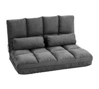 HOMCOM Chauffeuse Matelas d'appoint Pliant Fauteuil Convertible Inclinaison Dossier réglable 2 Coussins Inclus en Polyester Aspect suédé, pour Salon, Chambre et Bureau, Gris foncé