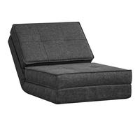 HOMCOM Chauffeuse - Matelas d'appoint Pliant - Fauteuil Convertible - Inclinaison Dossier réglable 5 Positions - Tissu Polyester Aspect Lin Gris