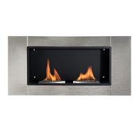 HOMCOM Cheminée bioéthanol insert cheminée encastrable brûleur 2*1.5 L, 110L x 14,5l x 54H cm Couverture 25-30 m² Acier inox Aosom France