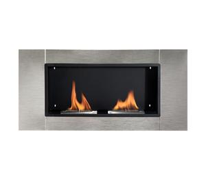 HOMCOM Cheminée bioéthanol insert cheminée encastrable brûleur 2*1.5 L, 110L x 14,5l x 54H cm Couverture 25-30 m² Acier inox Aosom France