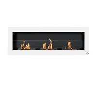 HOMCOM Cheminée bioéthanol Murale encastrable 3 brûleurs 3 L au total, environ 3 h de durée de combustion, dims. 120L x 15l x 40H cm, acier inox blanc