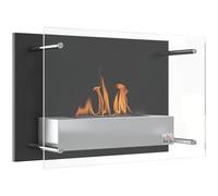 HOMCOM Cheminée bioéthanol Murale insert cheminée encastrable brûleur 1.5 L, dim. 60L x 22l x 40H cm Couverture 25-25 m² Acier inox Aosom France