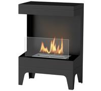 HOMCOM Cheminée bioéthanol sur pieds avec réservoir 0,9 L environ 3,3 h de combustion couverture 20 m² 38 x 22 x 54 cm noir