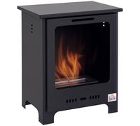 HOMCOM Cheminée bioéthanol sur Pieds brûleur 1,5 L, 3h de durée de combustion Style néo-rétro poêle dim. 40L x 30l x 50H cm Couverture 20-25 m² Noir