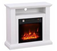 Cheminée électrique - HOMCOM - 1800 W - effet flamme à 3 niveaux de luminosité - manteau - bois - 81,5x30x76,2cm - effet bois blanc