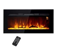 HOMCOM Cheminée Électrique 1800 W Murale ou Encastrable 91,4L cm Noir