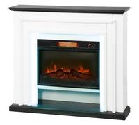 HOMCOM Cheminée électrique 1800W, fausse cheminée décorative lumières LED RGB, effet flamme, manteau, 105 x 27 x 97 cm, noir