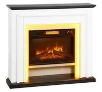 HOMCOM Cheminée Électrique 1800W Lumières LED RGB Manteau Noir Blanc | Effet Flamme à 3 Niveaux de Luminosité, Fausse Cheminée Décorative, Thermostat, Télécommande, Minuterie, Jusqu'à 30 m²