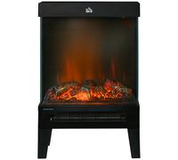 HOMCOM Cheminée électrique 2000 W, cheminée sur pied avec chauffage effet de flamme 3D LED, 4 niveaux d'intensité, cheminée électrique avec thermostat, protection contre la surchauffe, noir