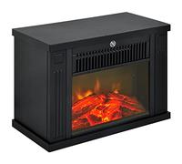 HOMCOM Cheminée Électrique à Effet de Flamme Poêle Style Contemporain Noir | Thermostat, 600-1200 W