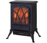 HOMCOM Cheminée électrique à Effet de Flamme poêle Style rétro Thermostat 1000-2000 W Anti surchauffe Noir