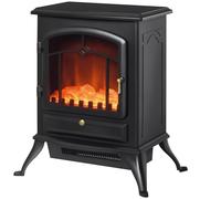 HOMCOM Cheminée électrique à Effet de Flamme poêle Style rétro Thermostat 1000-2000 W Anti surchauffe Noir