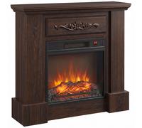 HOMCOM Cheminée électrique au sol 1800W avec effet flamme, télécommande, minuterie et température réglable, Marron