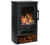 HOMCOM Cheminée Électrique avec Effet de Flamme Thémostat Poêle Chauffant 1000 W / 2000 W, 20-25 m², Noir 44,5x32,1x74 cm