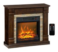 HOMCOM Cheminée électrique, cheminée décorative 1800W effet flamme, luminosité et température réglables, 80x21,6x67,8cm, marron