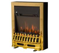 HOMCOM Cheminée électrique Effet de Flamme Style néo rétro Thermostat 1000-2000 W Noir Or