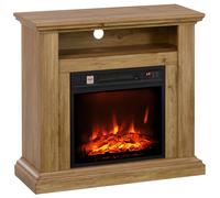 HOMCOM Cheminée électrique effet flammes 3D luminosité réglable 1800 W avec télécommande 81,5 x 30 x 76,2 cm brun effet bois
