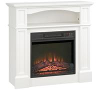 HOMCOM Cheminée Électrique Effet Flammes LED 80,5 x 32,3 x 80,5 cm Blanc | Luminosité Réglable, Télécommande, 1800 W
