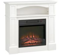 HOMCOM Cheminée électrique effet flammes LED luminosité réglable avec télécommande - 1800 W - 80,5 x 32,3 x 80,5 cm