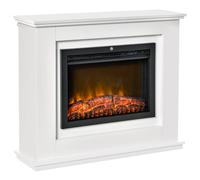 Cheminée électrique - HOMCOM - grande taille 2000 W effet flammes LED minuterie réglable - acier - blanc