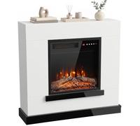 HOMCOM Cheminée Électrique Meuble TV Jusqu'à 50 Pouces Effet Flamme 3D | Fausse Cheminée Décorative, Chauffage d'Appoint 1800W, Télécommande, Minuterie 8H, pour Salon et Chambre, Blanc