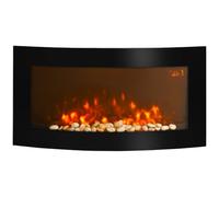 HomCom Cheminée électrique murale 1000/2000 W 89x14x48 cm – LED latéraux, télécommande – Noir