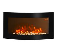 HOMCOM Cheminée électrique Murale éclairages latéraux LED Affichage LED avec télécommande et minuterie 1000/2000 W luminosité réglable Noir