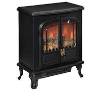 HOMCOM Cheminée Électrique Poêle Style Néo-rétro 2 Portes 1000/2000 W Noir