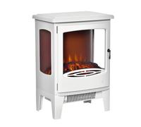 Cheminée électrique - HOMCOM - néo-rétro - 900-1800 W Simulation Flammes LED luminosité réglable - Acier - 39x26x54.8cm - Blanc