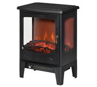 Cheminée électrique - HOMCOM - poêle style néo-rétro simulation flammes LED - acier ABS - 900-1800 W - noir