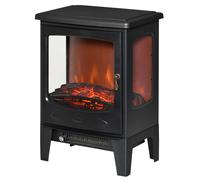 HOMCOM Cheminée électrique poêle Style néo-rétro 900-1800 W Simulation Flammes LED luminosité réglable Acier ABS Noir